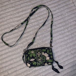 Green Navy and white vera bradley clutch wallet with adjustable straps
